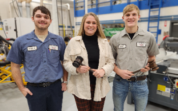 Austen Kinder and Cody Ricker present custome gavels to Senator Robert McColley to be used on the Senator floor.