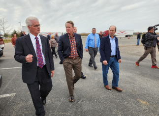 Superintendent Rick Turner gives tour to Lt. Governor Jon Husted and Representative Klopfenstein.